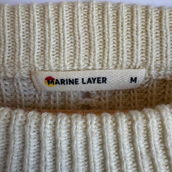 Marine Layer Olivia Crewneck Sweater in Cream White Medium Pointelle Knit - Picture 5 of 15